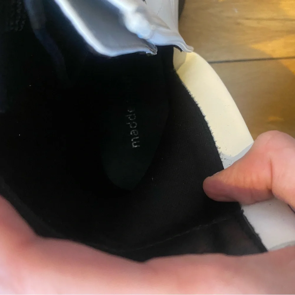 Steve Madden Black and White Platform Block Heel Combat Boots - Picture 7 of 9